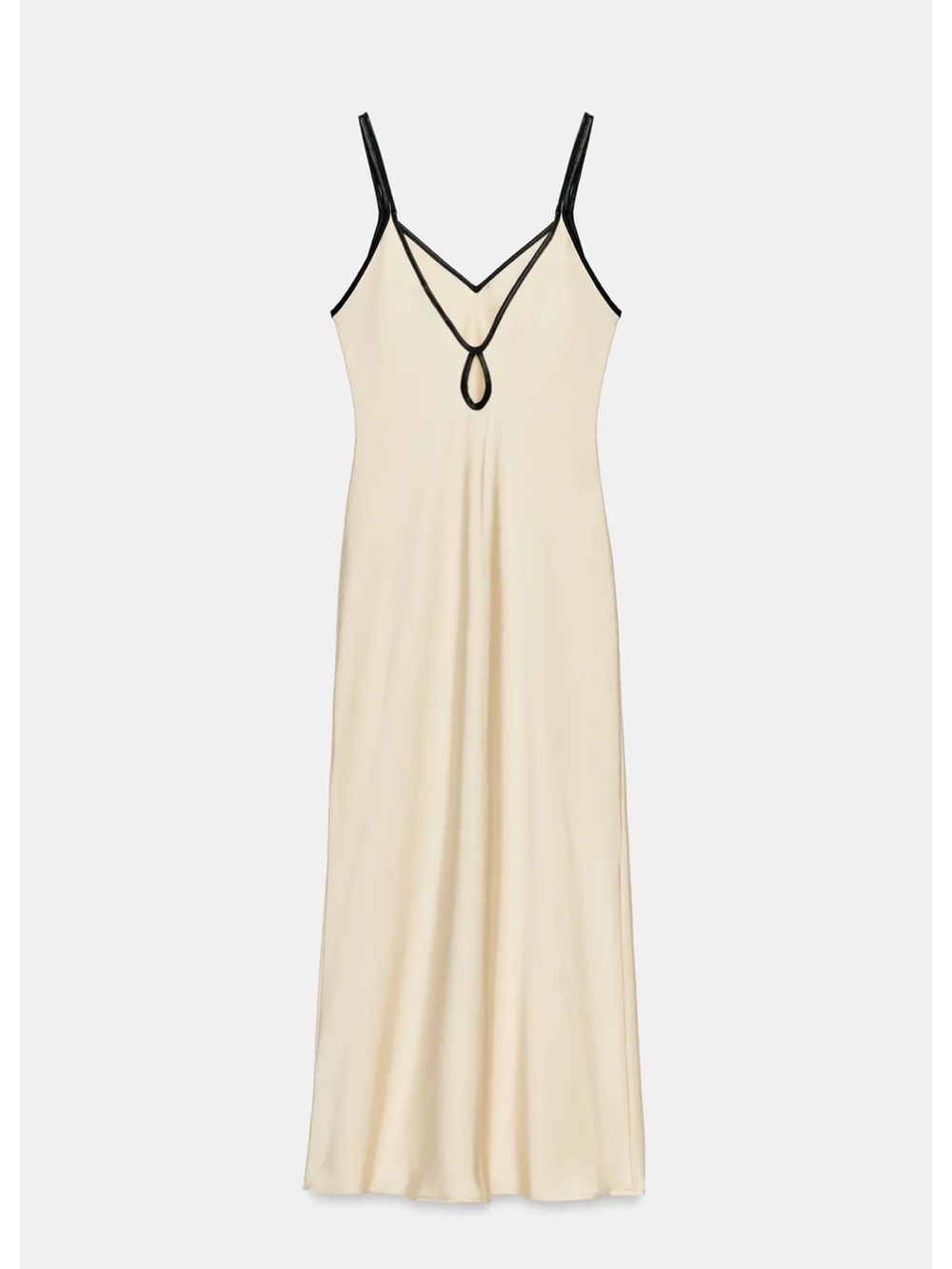 ZARA SATIN MIDI DRESS WITH CONTRAST PIPING - Picture 5 of 6
